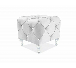 Taburet HESTIA K VELVET, Světle šedý Bluvel 03/Stříbrná