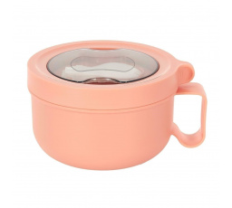 Kulatý oranžový obědový box s vidličkou