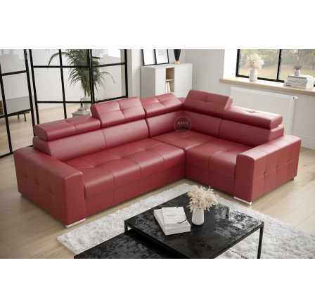 Rohová sedací souprava MARGO II 270×197 přírodní kůže - červená kůže , pravá