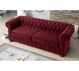 Sofa MANCHESTER III 218 cm - Pohovka s funkcí spaní, odstíny vínové
