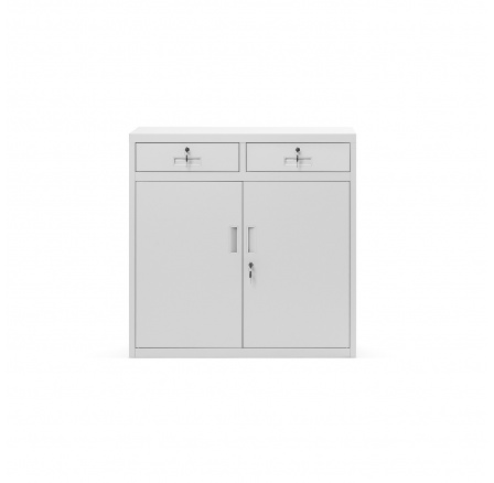 Kovová skříňka se zásuvkami LENA, 900 x 900 x 400 mm, šedá