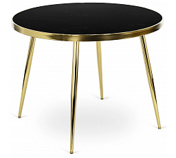 Stůl TINGA 100 cm Skleněný Černý/Zlatý