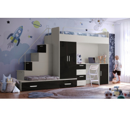 Vyvýšená postel PARADISE 5, Kašmír Černá lesk