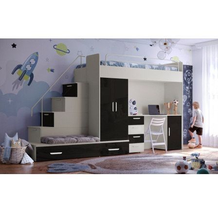 Vyvýšená postel PARADISE 5, Kašmír Černá lesk