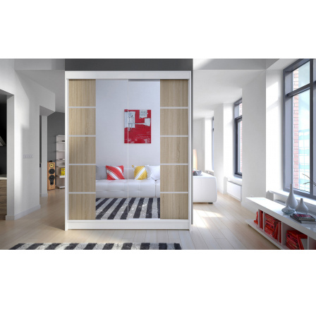 Šatní skříň CAMILA V 150, Bílá/Dub sonoma Šatní skříň CAMILA V 150, Bílá/Dub sonoma