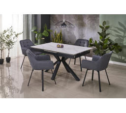 Jídelní stůl PLATAN, efekt bílého mramoru / černá