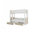 Dvoulůžková patrová postel s matracemi ARTA 200x90 Bílá+Sonoma