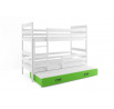 Dětská patrová postel ERYK 3 s přistýlkou 90x200 cm, bez matrace, Bílá/Zelená