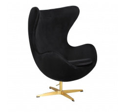Křeslo Vejce Velvet černé/ zlatá základna