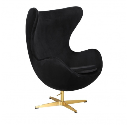 Křeslo Vejce Velvet černé/ zlatá základna