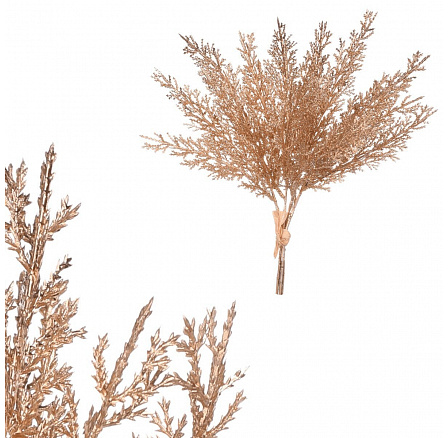 Túje - umělý trs, zlatý se třpytkami, cena za svazek (4 ks)