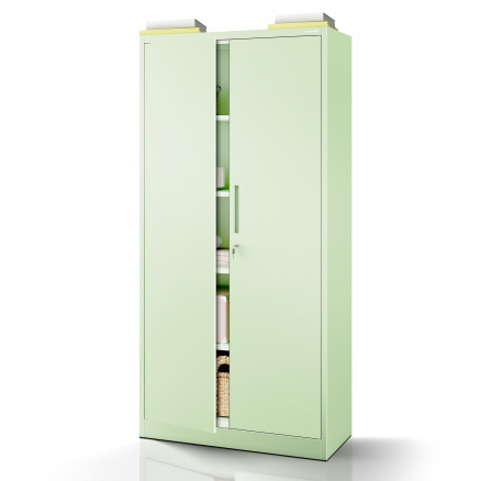 Kancelářská skříň JAN, 900 x 1850 x 400 mm, Fresh Style: pastelově zelená