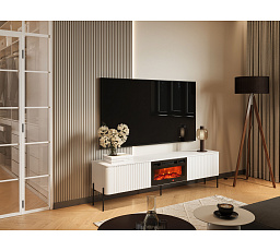 TV komoda VERA 190 EF s malým krbem, bílá