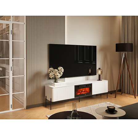 TV komoda VERA 190 EF s malým krbem, bílá