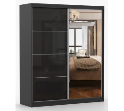 Šatní skříň MULTI 31 - 183 cm, Černá/Černý Lesk