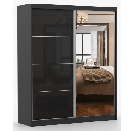 Šatní skříň MULTI 31 - 183 cm, Černá/Černý Lesk Šatní skříň MULTI 31 - 183 cm, Černá/Černý Lesk