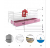 Dětská postel ERYK 90x200 cm se šuplíkem, bez matrace, Bílá/Růžová