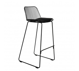 Barová židle Dill High černá s černým polštářem