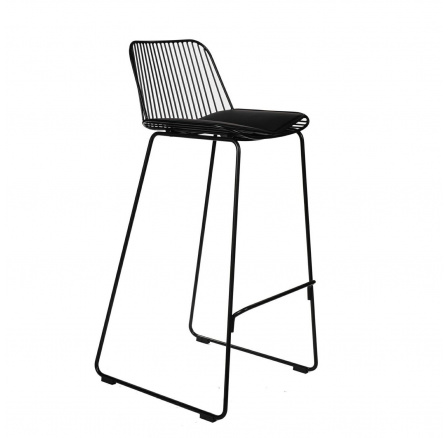 Barová židle Dill High černá s černým polštářem