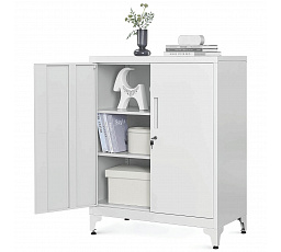 Komoda 80x40x90cm, kov, bílá, AUS-E1113 WT