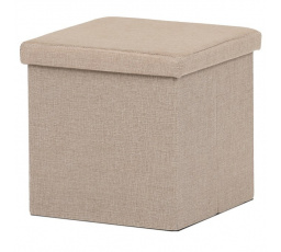 Taburet s úložným prostorem, béžová, látka, TAB-461 CRM2