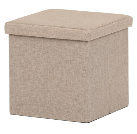 Taburet s úložným prostorem, béžová, látka, TAB-461 CRM2