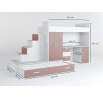 Vyvýšená postel PARADISE 5, Bílá Růžová mat