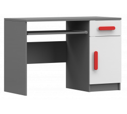 Psací stůl SMYK II - 08, Šedá/Bílá/Červená