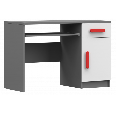 Psací stůl SMYK II - 08, Šedá/Bílá/Červená