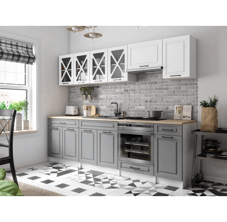 Kuchyňská linka Gréta 260/260 bílá/popel MAT Kuchyňská linka Gréta 260/260 bílá/popel MAT