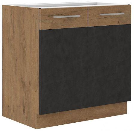 Kuchyňská dolní skříňka VEGA 80 ZL 2F BB, Matera mat/Dub lancelot Kuchyňská dolní skříňka VEGA 80 ZL 2F BB, Matera mat/Dub lancelot