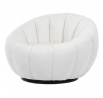 Křeslo relaxační látka bílé Bouclé otočné