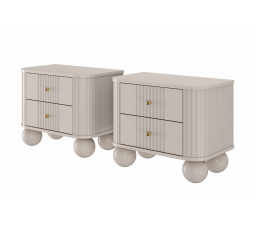 Sada nočních stolků Vesper, kašmír / zlaté úchyty / kulové nohy