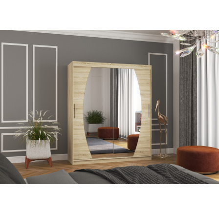 Posuvná skříň se zrcadlem BALTIMORE 180 Sonoma+Sonoma Posuvná skříň se zrcadlem BALTIMORE 180 Sonoma+Sonoma