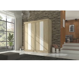 Šatní skříň s posuvnými dveřmi s lacobelem KAREN 200 Sonoma+White Lacobel