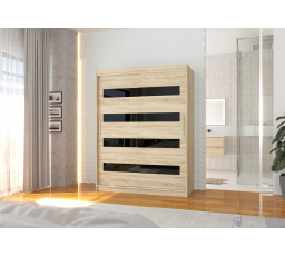 Posuvná skříň s lacobelem MARTINEZ 150 Sonoma+Černý Lacobel