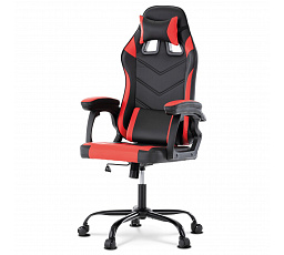 Herní křeslo, houpací mechanismus, červená ekokůže, KA-L626 RED