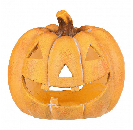 Dýně kulatá s obličejem - magnesium, svícen, velká, žlutá