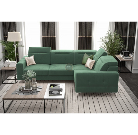 Rohová sedací souprava MALIBU 250X180 cm - tmavá máta , pravá