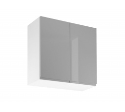 Kuchyňská horní skřínka ASPEN G80, bílý lesk/šedá