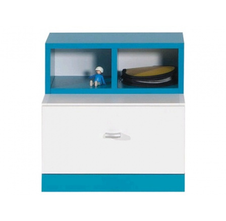 Noční stolek MOBI MO17, Bílý Lux / Tyrkysový