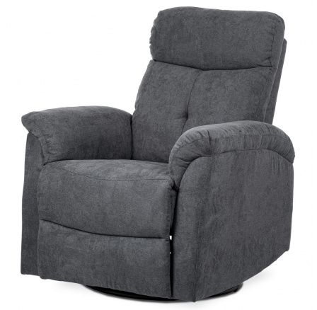 TV křeslo, šedá látka, kov černý lak