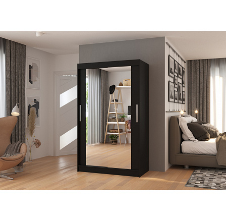 Posuvná skříň se zrcadlem TIBAGO 120 Černá+Černá