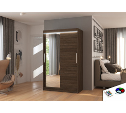 Posuvná skříň se zrcadlem a LED osvětlením BARIO 120 Choco+Choco