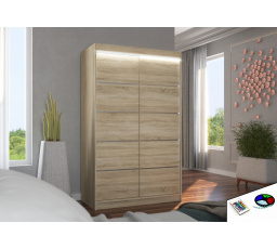 Posuvná skříň s LED osvětlením BENISSO 120 Sonoma+Sonoma