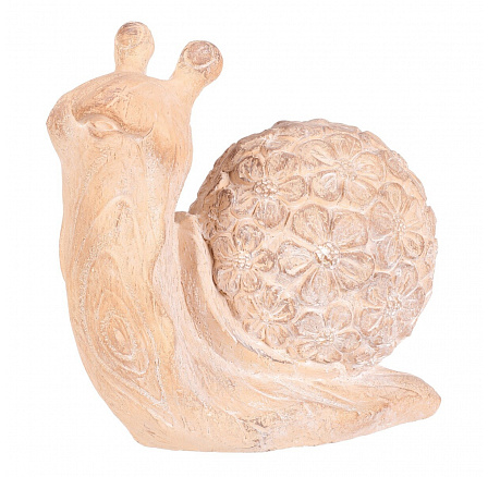 Šnek - figurka z magnesia, vzor květin, vel. L, imitace dřeva