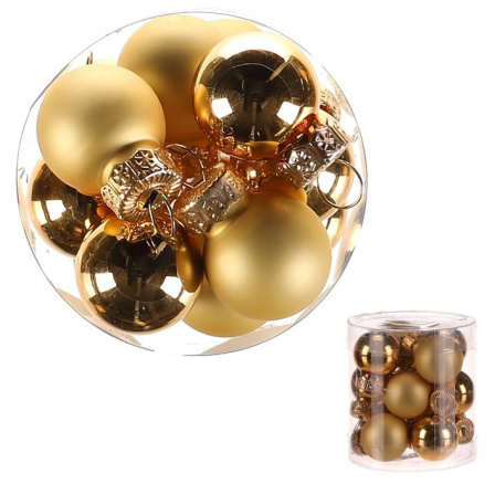Kulaté skleněné ozdoby - pr. 2 cm, zlaté, cena za balení (12 ks)