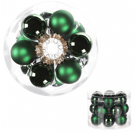 Ozdoby skleněné - pr. 4 cm, barva zelená, cena za balení (18 ks)