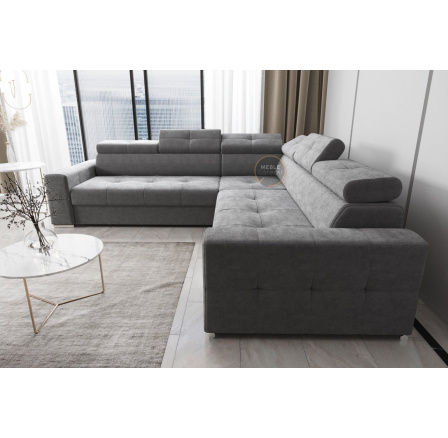 Rohová sedací souprava s funkcí spaní MARGO MAX 270x270 - šedá , levá