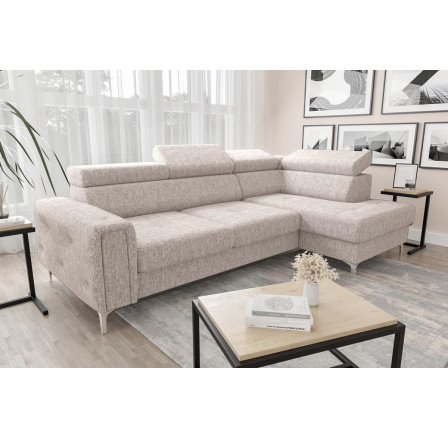 Rohová sedací souprava s funkcí spaní ORION 165x255 - béžová, pravá